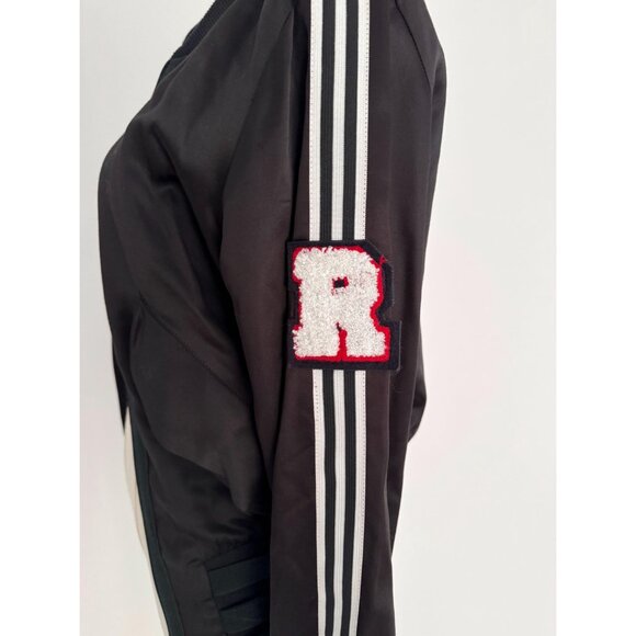 90s vintage black embellished silky sporty zip up bomber jacket XXS made Italy - Picture 3 of 8